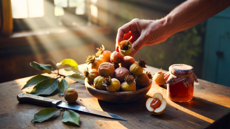 Illustration de nèfles du néflier, fruit oublié aidant à renforcer naturellement les défenses immunitaires