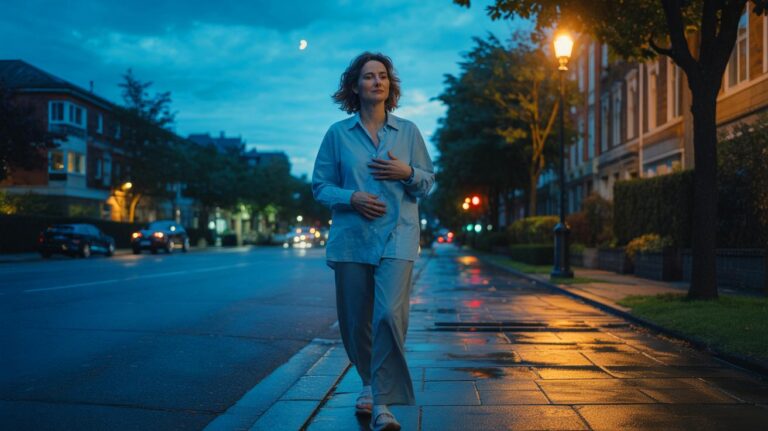 Illustration de la marche digestive du soir après le dîner pour améliorer la digestion pendant la nuit