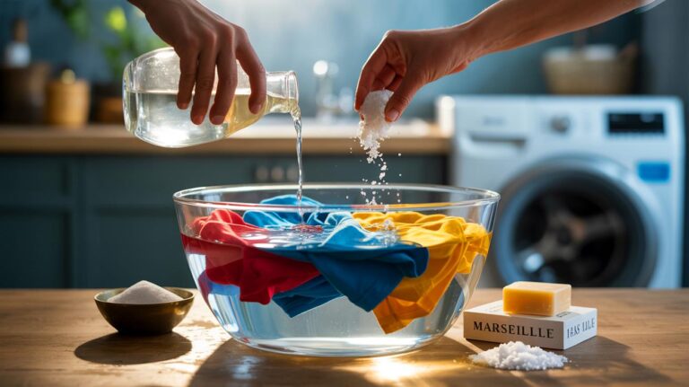 Illustration de mélange naturel qui ravive les couleurs du linge sans javel