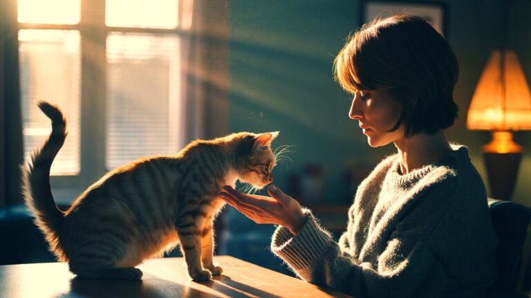 Illustration de l’affection discrète d’un chat minaud natif qui étourdit la solitude