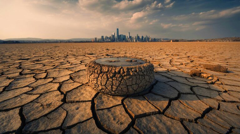 Illustration de la menace de coupures d'eau cet été et ses conséquences (généré par IA). Credit: Ideogram.