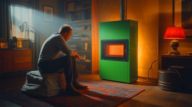 Illustration de la dépendance énergétique cachée derrière le chauffage vert (généré par IA). Credit: Ideogram.