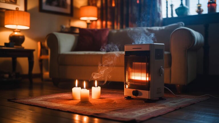 Illustration de l'impact des astuces de chauffage dangereuses sur la santé et la sécurité domestique en hiver