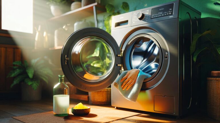 Illustration de l’astuce écologique qui empêche la moisissure dans le lave-linge