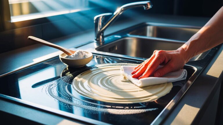Illustration de l’utilisation du blanc de Meudon pour faire briller une surface en inox