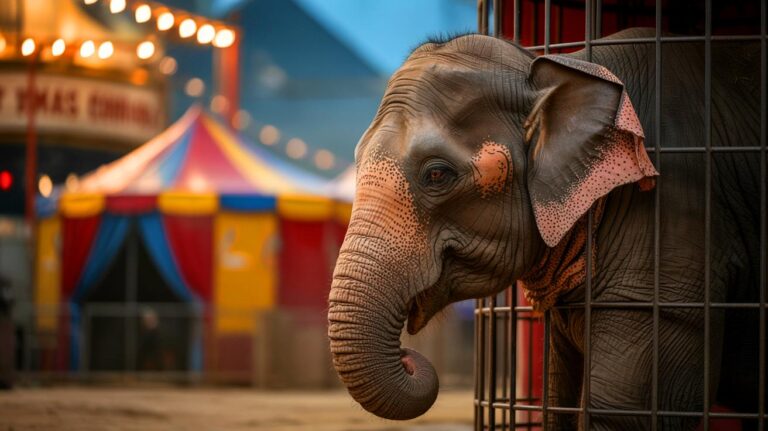 Illustration de la souffrance des animaux de cirque et la campagne choc pour leur bien-être (généré par IA). Credit: Ideogram.