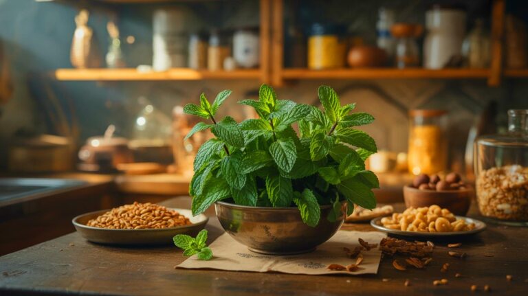 Illustration de la menthe utilisée comme répulsif naturel contre les mites alimentaires (généré par IA). Credit: Ideogram.
