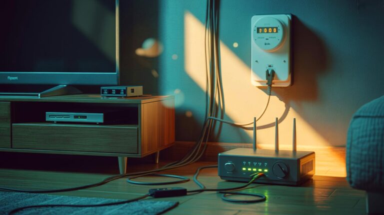 Illustration de la consommation fantôme d’une box internet et d’un décodeur TV même éteints