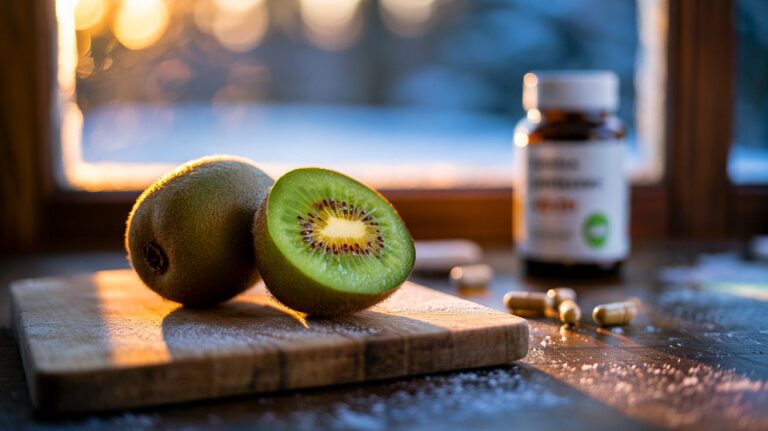 Illustration de kiwis d’hiver qui renforcent le système immunitaire mieux qu’un complément