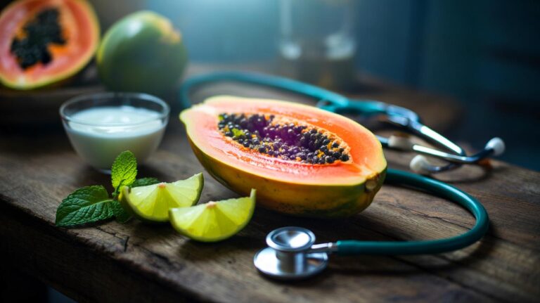 Illustration de la papaye, fruit tropical qui protège le cœur et favorise la digestion
