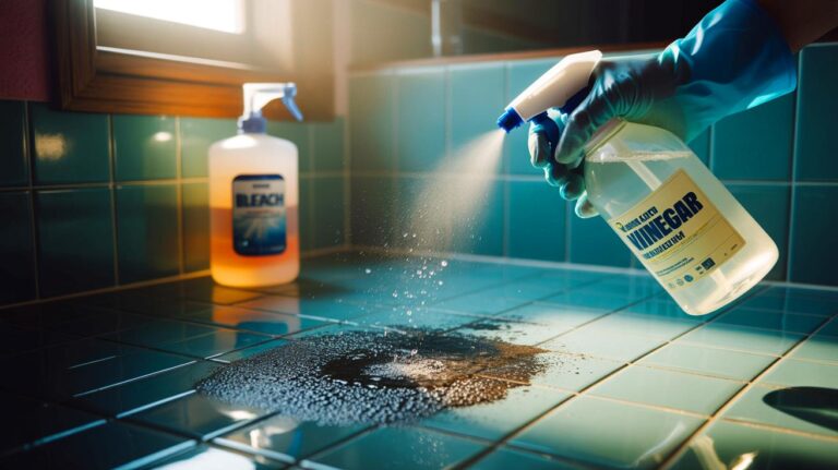 Illustration de l’astuce à 1 € au vinaigre blanc pour éliminer la moisissure plus efficacement que l’eau de Javel