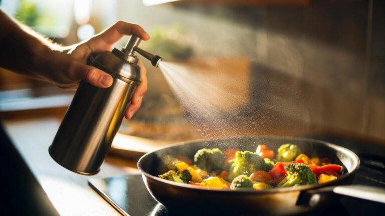 Illustration de vaporisateur d’huile utilisé en cuisine pour réduire la consommation de gras