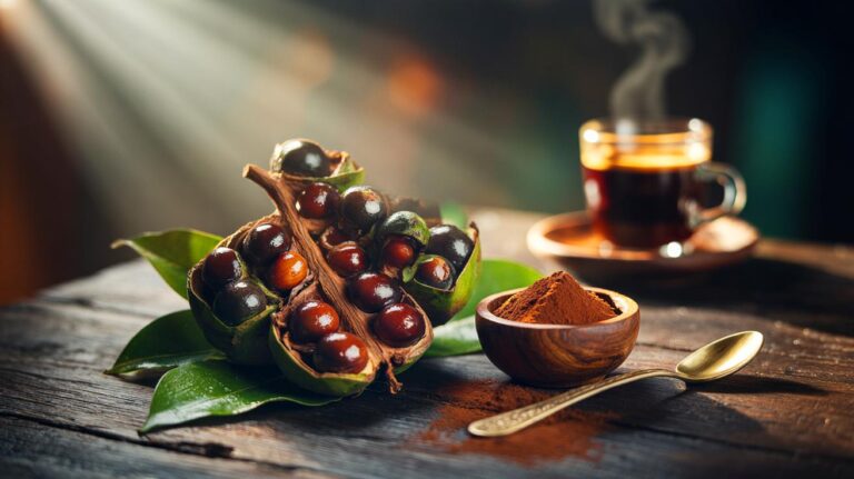 Illustration de graines de guarana, alternative naturelle au café pour une énergie durable