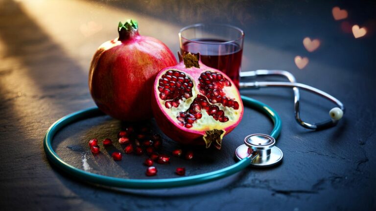 Illustration de la grenade, fruit riche en antioxydants, associée à la protection du cœur et à un sang plus sain