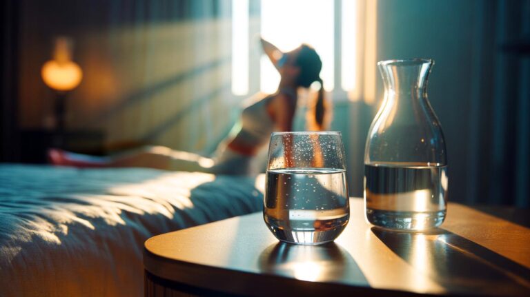 Illustration de la meilleure boisson pour démarrer la journée selon les nutritionnistes : un verre d’eau au réveil