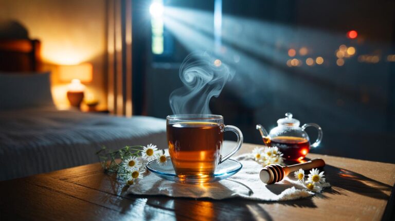 Illustration de la tisane de camomille, meilleure boisson pour digérer le soir