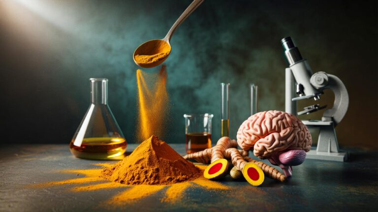 Illustration de l’épice curcuma améliorant la mémoire et la concentration, confirmée par la recherche scientifique