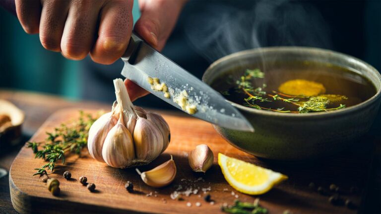 Illustration de l’ail ajouté aux repas depuis des siècles et réputé pour renforcer l’immunité