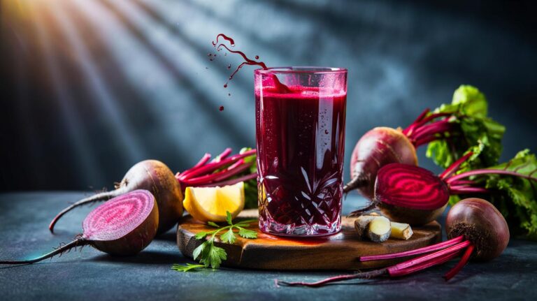 Illustration de jus de betterave soutenant naturellement l’épuration du sang