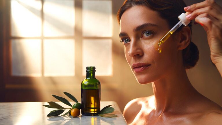 Illustration de [l’huile d’olive utilisée comme soin hydratant pour la peau]
