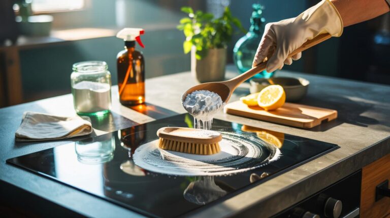 Illustration de bicarbonate de sodium utilisé comme nettoyant ménager naturel et désodorisant