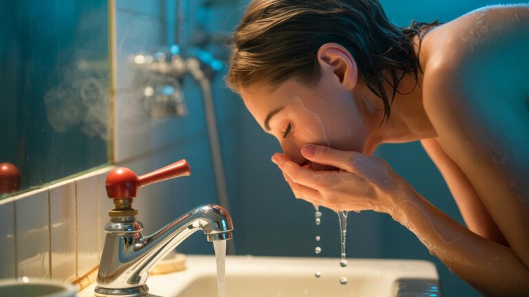 Illustration de l’arrêt de l’utilisation de l’eau chaude pour le lavage du visage