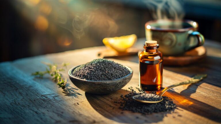 Illustration de graines de nigelle utilisées pour renforcer l’immunité