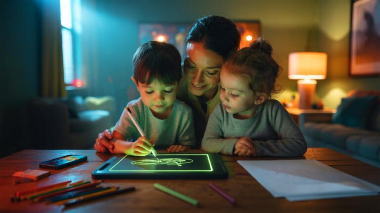 Illustration d’un dispositif graphique sans forfait mensuel qui garde les enfants éveillés et créatifs