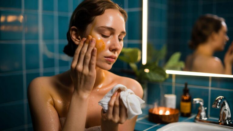 Illustration de la technique naturelle de nettoyage en profondeur du visage à l’huile, sans savon