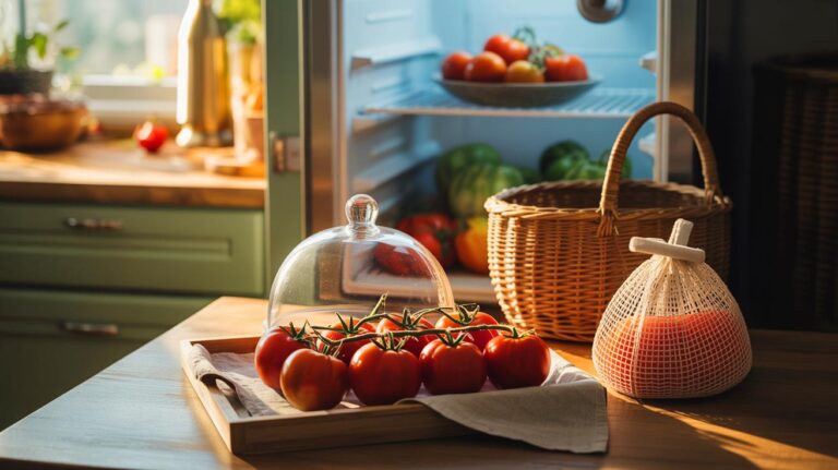 Illustration de la bonne façon de conserver les tomates pour qu’elles restent fermes plus longtemps