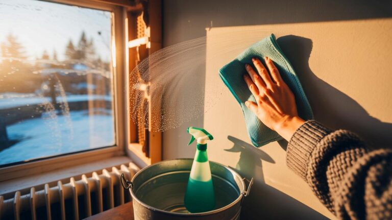 Illustration de [l’entretien doux des murs en hiver avec une microfibre pour éviter taches et condensation]