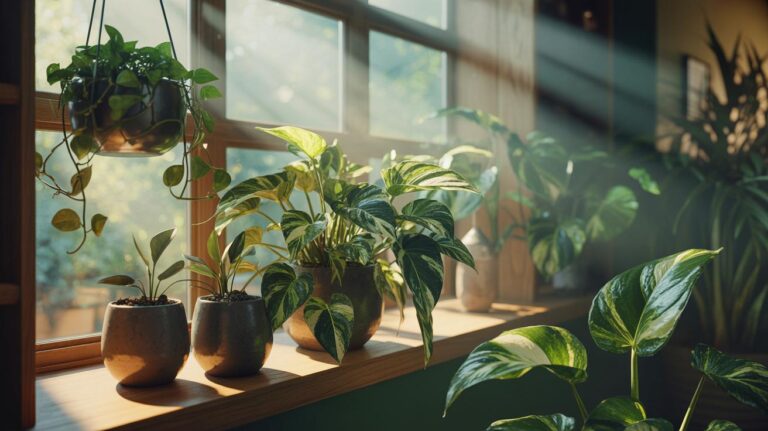 Illustration de la plante pothos (Epipremnum aureum) recommandée par des chercheurs pour un air intérieur plus sain à la maison