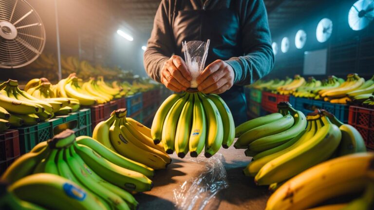 Illustration de la technique utilisée par les vendeurs pour garder les bananes parfaites