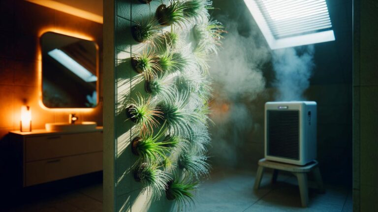 Illustration de la plante d’intérieur tillandsia absorbant l’humidité ambiante mieux qu’un déshumidificateur domestique